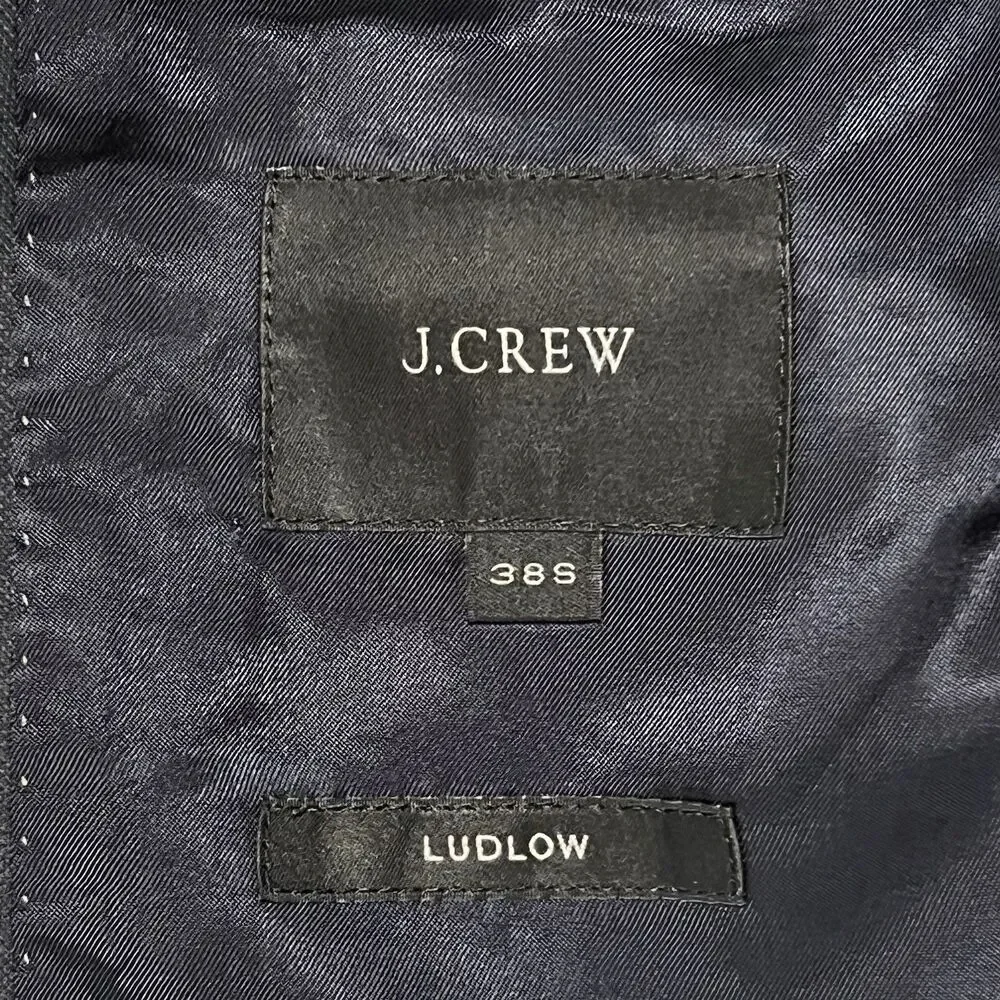 J. Crew Ludlow Blazer Men’s 38S Navy Blue Cotton Tollegno 1900 Italian Fabric